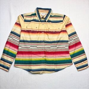 Tasha Polizzi for Saddleblanket Southwestern Stripe Pearl Snap Shirt Large